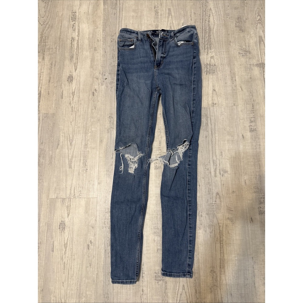 Hollister Low Rise Super Skinny Stretchy Jeans Womens‎ Size 1 Distressed Ripped